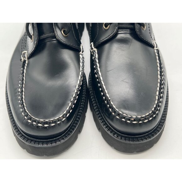G.H. Bass Mens Black Leather Moc Toe Lace-Up Boots Size 9 Rugged Sole - Picture 9 of 9